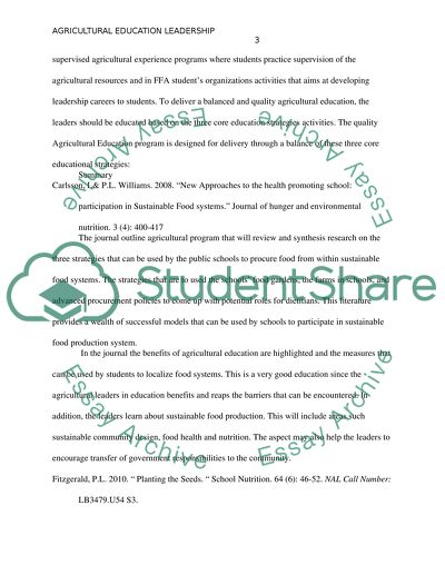 Leadership development in Agricultural education