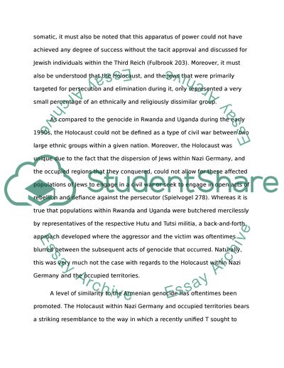 Holocaust as a Unique Occurrence Unparalleled by Other Crimes in Human History