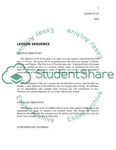 Lesson Plan to Comprehend the First Law of Newton