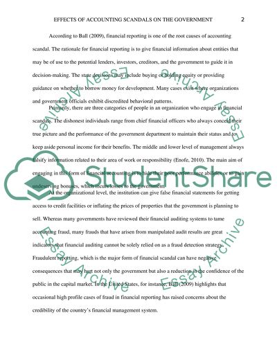 What are the negative effects of accounting scandals on the government