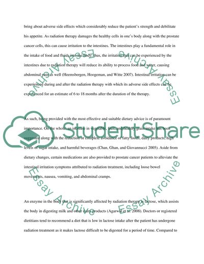 Dietary for Prostate Cancer Patients Receiving Radiation Therapy
