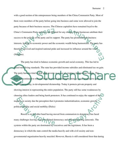 Qualitative Comparison Comparing the Political Systems of China and Russia