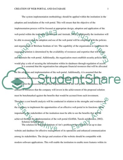 Creation of Web Portal and Database