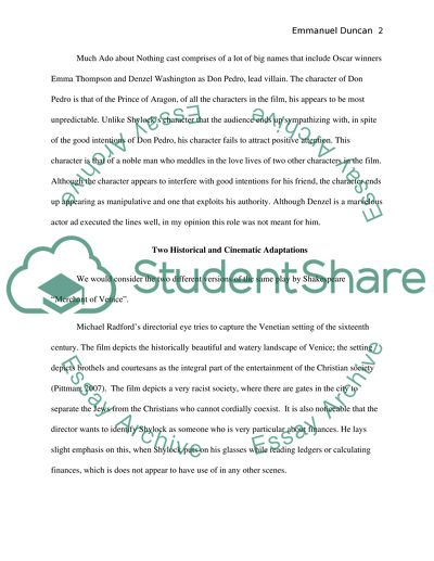 film comparison essay example