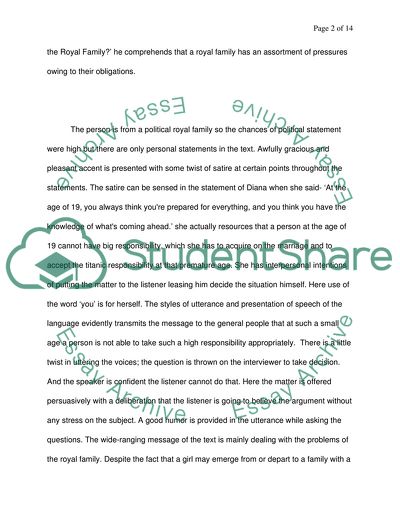 The Interview of Princess Diana