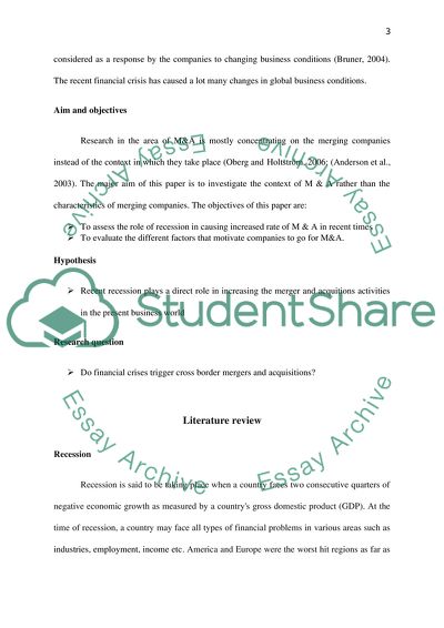 Do Financial Crisis Trigger Cross Border Mergers and Acquisitions