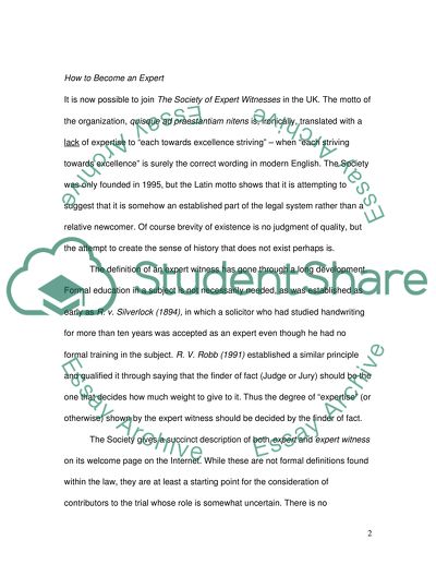 Admissibility of Expert Witnesses within UK Law