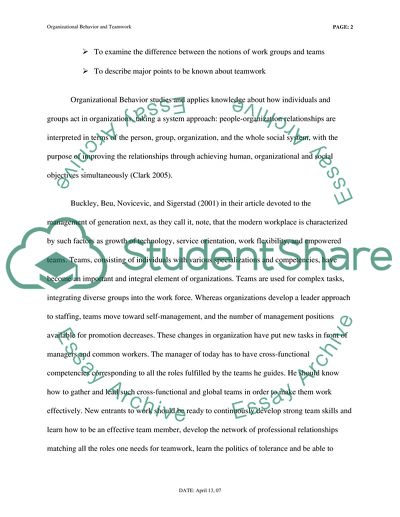 Organizational Behavior and Teamwork