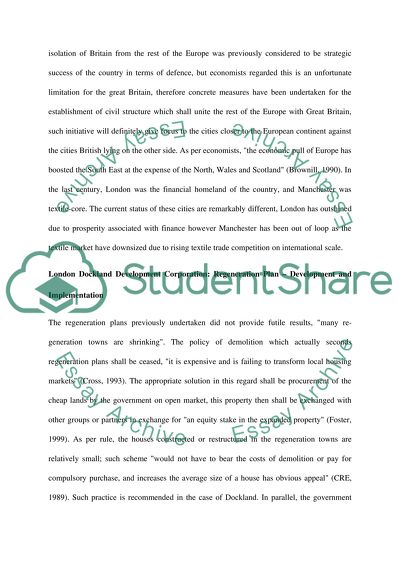 A critical evaluation of central government urban regeneration policies since the 1980s in Docklands, London