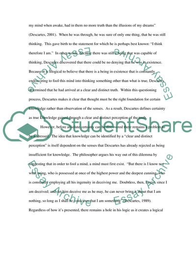 Philosophy Class: Decartes Meditation 2. There are 2 Questions to answer and explain