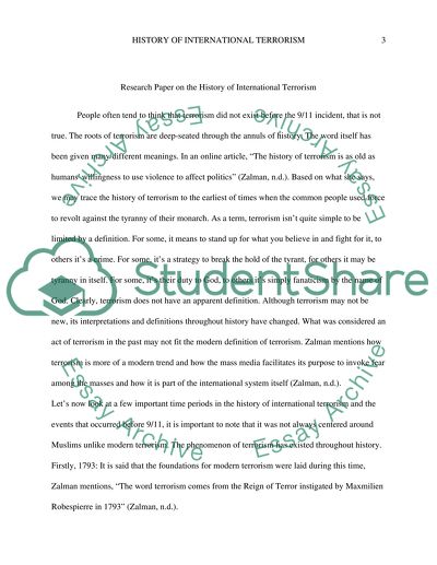 History of International Terrorism