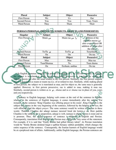Comparing English with Persian