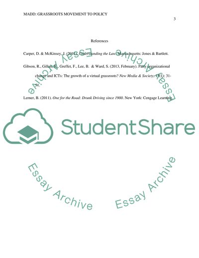 Mothers Against Drunk Driving: Grassroots Movement to Policy