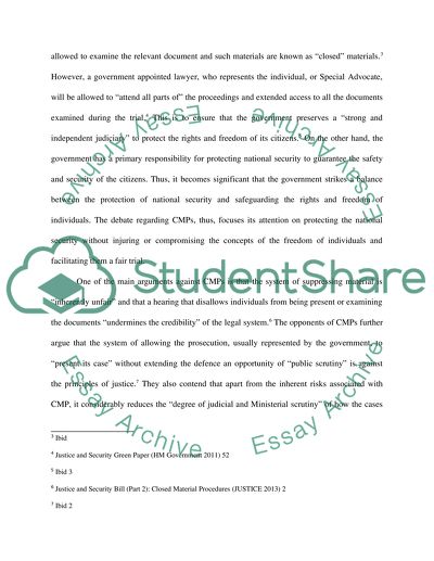 The Use of Closed Material Procedures in National Security Matters