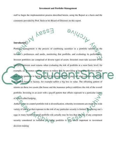 Investment and Portfolio Managment