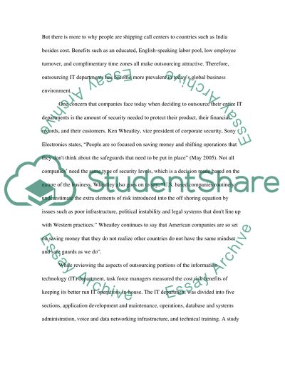 Outsourcing Information Technology Department