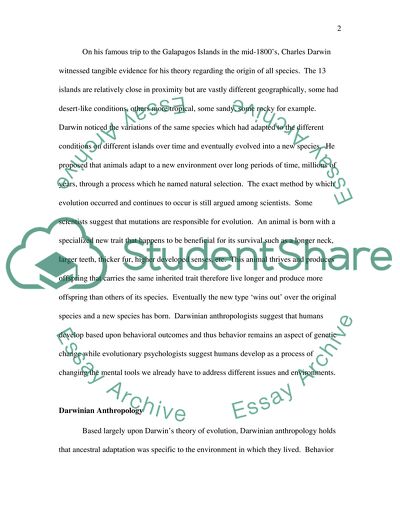 Darwinian Anthropology and Evolutionary Psychology