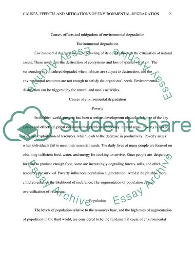 Causes, Effects and Mitigations of Environmental Degradation