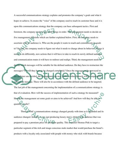 Communication Strategy of Thomas Pink for the UK Market