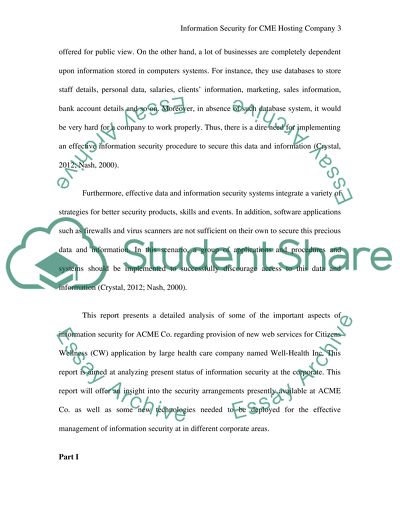 Information Security: CME Hosting Company