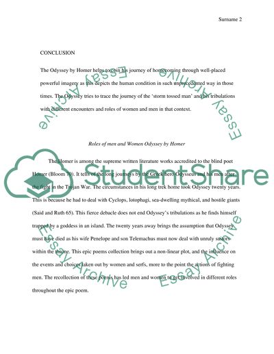 Roles of Men and Women Odyssey by Homer