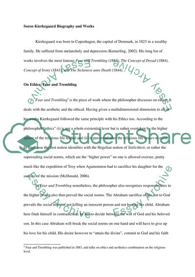 Kierkegaards Philosophical Viewpoints on Ethics and Critics of his Work