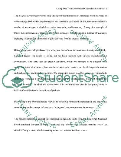 Acting out-Tranference and Countertransference