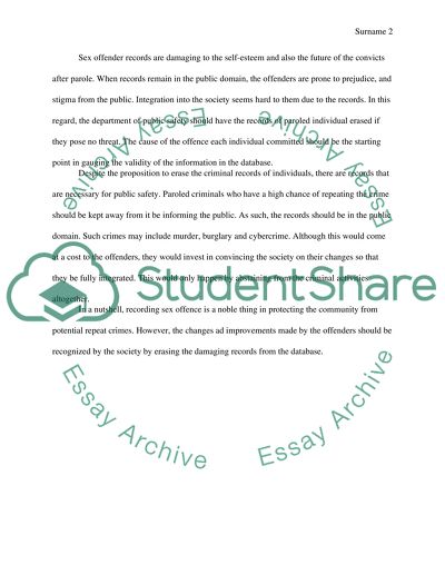 The Substance of Justice Assignment - Sex Offender Records