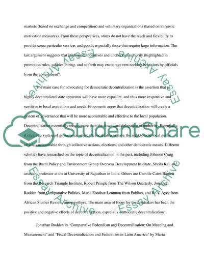 Decentralization Required within Government Institutions to Enhance Democracy in States