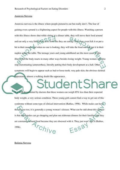 Psychological Factors on Eating Disorders