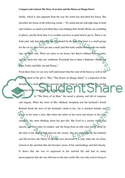 Comparison of the Story of an Hour and the House on Mango Street