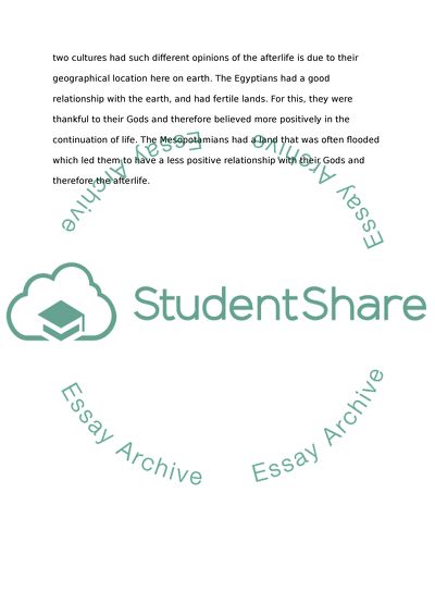 Culture Differences between Ancient Mesopotamia and Ancient Egypt