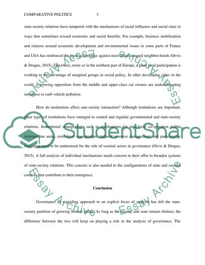 RESPONSE PAPER for Comparative Politics class