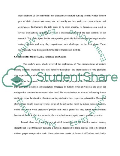 The Characteristics of Mature Nursing Students