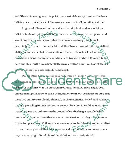 Novak Presents Shamanism as Common to And What Forms Two Cultures: Australian and Siberian Natives