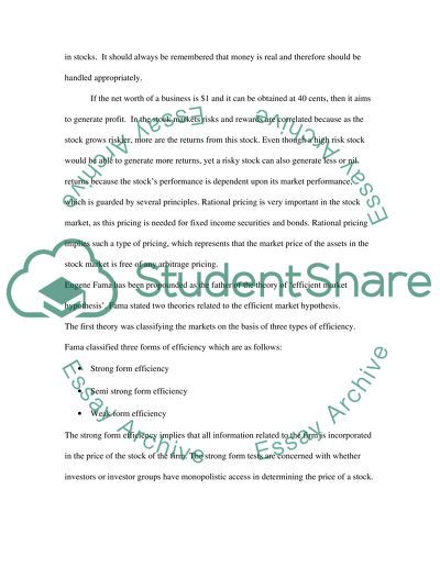 Eugene Famas Efficient Market Hypothesis Theory