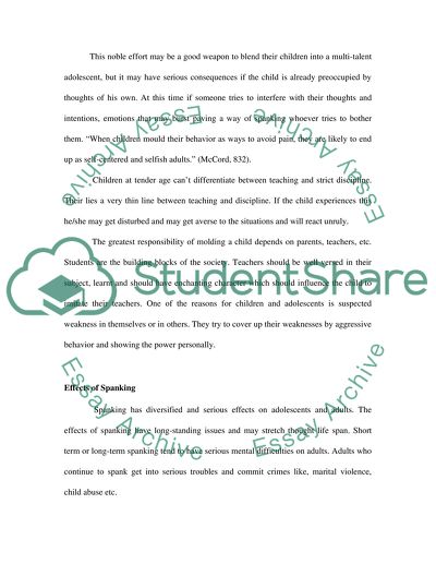 Parental Use of Non-Abusive or Customary Physical Punishment