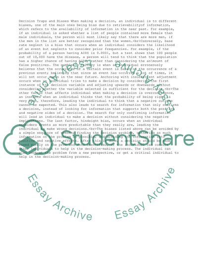 Decision traps and biasis