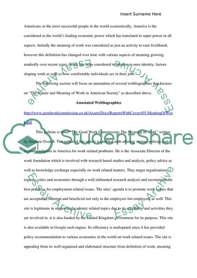 (LOVE) The Nature and Meaning of Work in American Society