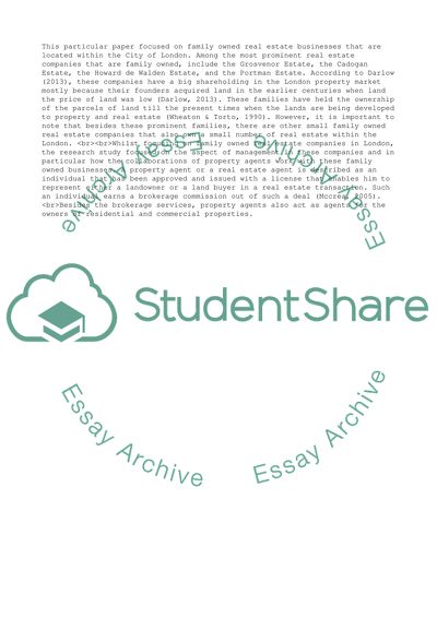 Family Owned Real Estate Properties in London