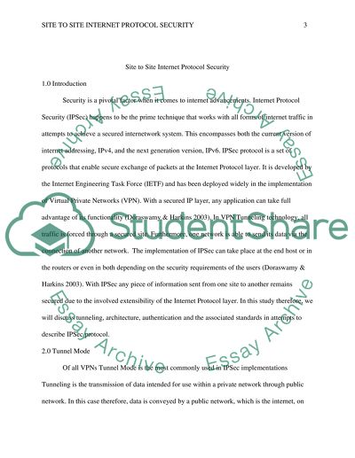 Site to Site Internet Protocol Security