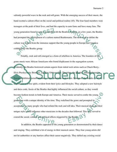 The Impact of the Beatles Rock and Roll Band on the Society