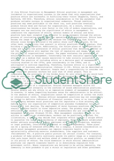 Ethical practices in management