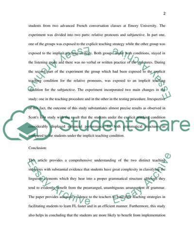 Explicit and Implicit Grammar Teaching Strategies