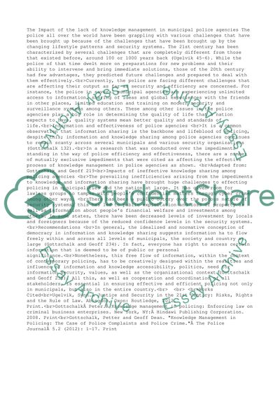 LEADERSHIP UNDERPERFORMANCE: THE IMPACT OF THE LACK OF KNOWLEDGE MANAGEMENT IN MUNICIPAL POLICE AGENCIES