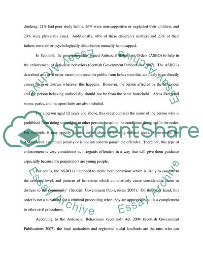 Anti-Social Behavior: Enforcement, Support and Rehabilitation