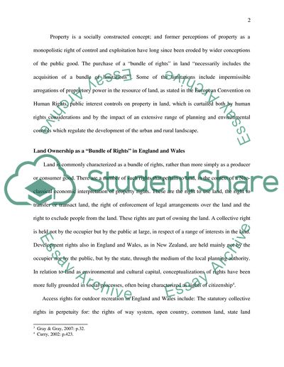 The Extent to Which the Term Bundle of Rights Is an Accurate Description of Ownership of Land in England and Wales