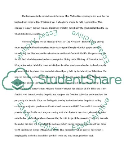 Comparing the Story of an Hour and the Necklace