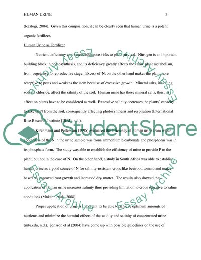 Human Urine: A Possible Alternative in Organic Farming