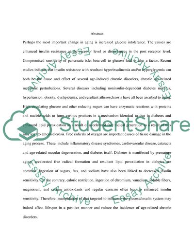 Effects of Glucose/Insulin Perturbations on Aging and Chronic Disorders of Aging